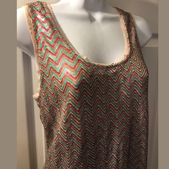 New ELLA MOSS Joliet Sequin Chevron Dress Blush Pink Shift Sheath Cocktail NWT - Picture 5 of 8